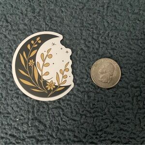 10/$10 Stickers - Moon and Floral Sticker - Black and Gold